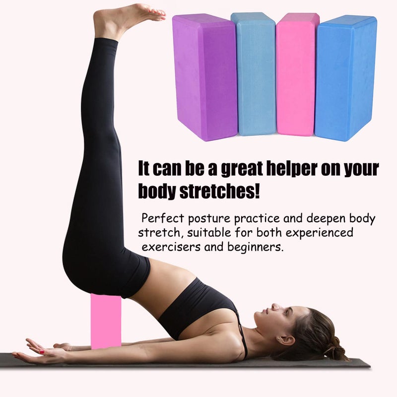 Yuilgdo Yoga Blocks 9''x6''x3'', 4 Pack High Density Yoga Brick Foam Blocks to Improve Strength, Flexibility and Balance, Light Weight and Non-Slip Surface for Yoga, Pilates and Meditation - Image 5